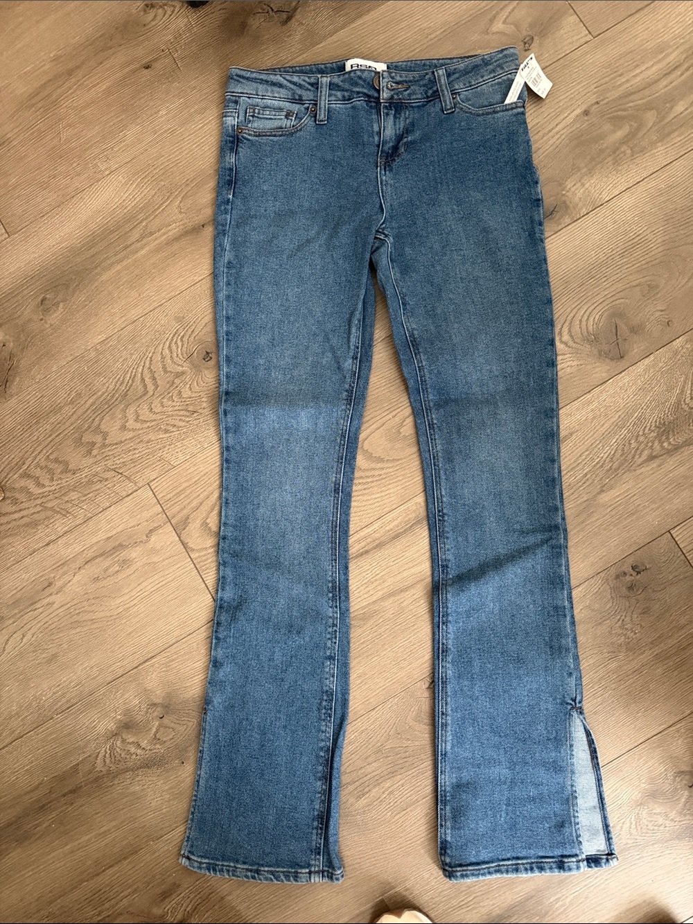 RSQ Medium Blue Flare Jeans with Hem Slit